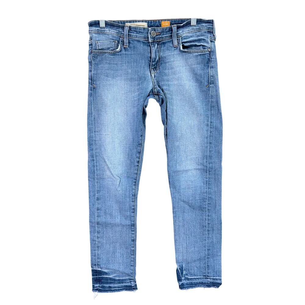 Pilcro and the Letterpress Womens Jeans Blue Denim Raw Hem Mid Rise Cropped 26